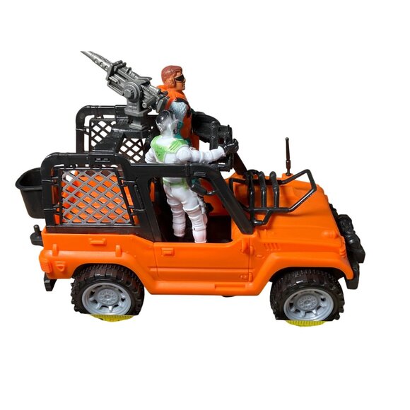 Action Figures and Orange Jeep Push Toy With Mounted Accessory - Picture 6 of 8